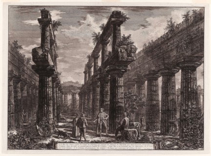 A., B. View of the remains of the two rows of columns in the Temple of Neptune which originally