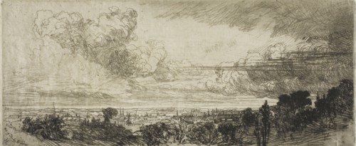 Out of Study Window, 1859, Francis Seymour Haden, English, 1818-1910, England, Etching with