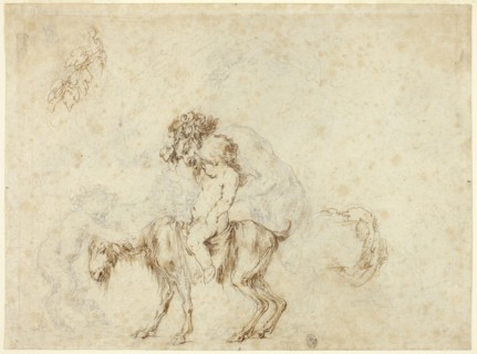 Study for Satyr Family Walking (recto), Sketches of Five Decorative Vessels (verso), c. 1657,