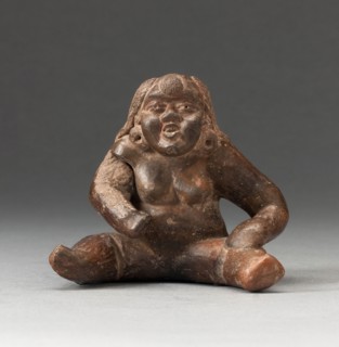 Seated Female Figure, 800/400 B.C., Olmec, Gulf Coast, Mexico, México, Ceramic and pigment with