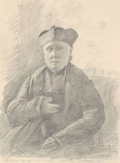 Portrait of Abbé Jouveau, 1875, Jean-Baptiste-Camille Corot, French, 1796-1875, France, Graphite,