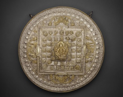 Tiered Offering Mandala of the Goddess of Wealth (Vasudhara), 19th century, Nepal, Nepal, Silver