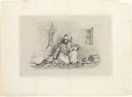 Chief Mohammed-Ben-Abou, 1833, Eugène Delacroix, French, 1798-1863, France, Etching on off-white