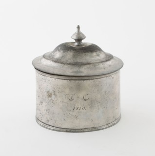 Tobacco Box, 1810, Possibly Birmingham, England, Cast pewter (base) and Britannia (top), 13.3 × 12