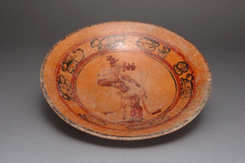 Plate Depicting a Dancing Figure, A.D. 600/800, Late Classic Maya, Possibly Petén region,