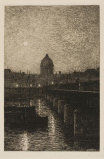 Le Pont des Arts, 1869, Maxime Lalanne, French, 1827-1886, France, Etching and drypoint on cream