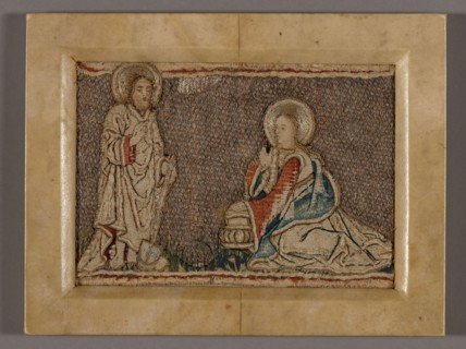 Picture (Probably from an Orphrey Band Depicting Christ before Mary Magdalene), 1400/25, Germany,