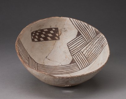 Bowl with Bold, Irregular Geometric Bands of Stripes, Zigzag, and Checkerboard Motifs, A.D.