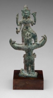 God Vishnu on His Mount, Garuda, Angkor period, 12th century, Cambodia, Cambodia, Bronze, 18.1 × 9