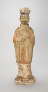 Standing Court Official, Style of Tang Dynasty (618–907), with later painted detail, China,