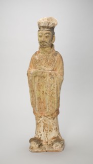 Standing Court Official, Style of Tang Dynasty (618–907) with later painted detail, China,