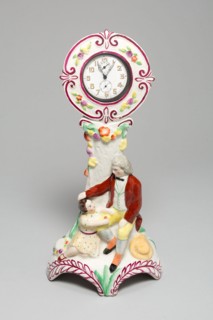 Watch and Stand, c. 1830, England, Staffordshire, Staffordshire, Glazed earthenware with polychrome