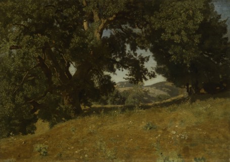 Landscape, 1835/40, Eugène Blery, French, 1805-1887, France, Oil on paper mounted on canvas, 13 3/4