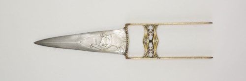 Dagger (Katar), 17th century, India, Rajasthan, India, Steel and gold, 47 x 8.8 x 1.7 cm (18 1/2 x