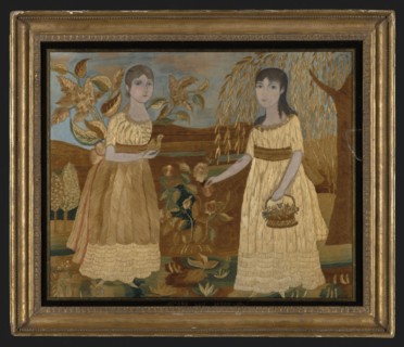 Picture Depicting Ann and Sarah (Needlework), early 19th century, United States, probably New York,