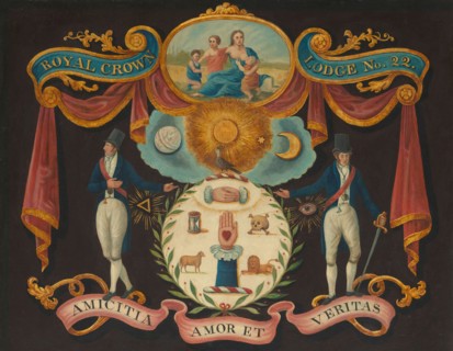 Emblems for Royal Crown Lodge No. 22, 1810/15, English, 19th century, United States, Oil on panel,