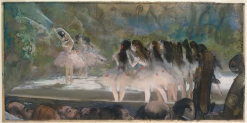Ballet at the Paris Opéra, 1877, Edgar Degas, French, 1834-1917, France, Pastel over monotype on