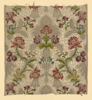 Panel, 1725/75, France, Silk, damask weave with areas of brocading in silk and gilt strip wound