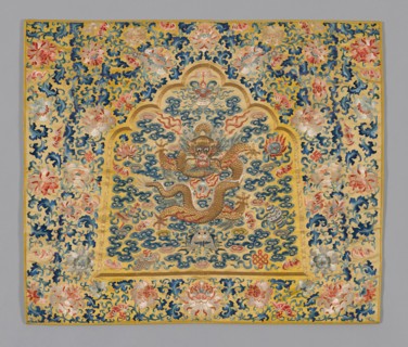 Panel (Furnishing Fabric), Qing dynasty(1644–1911), 1860/80, China, Golden yellow silk embroidered
