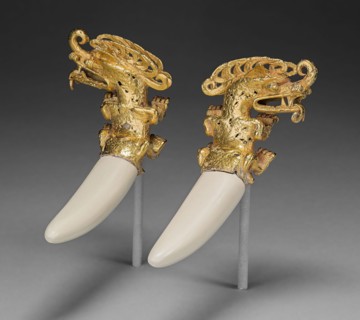 Double Pendant in the Form of a Mythical Saurian with Tusks, A.D. 800/1200, Coclé, Coclé province,