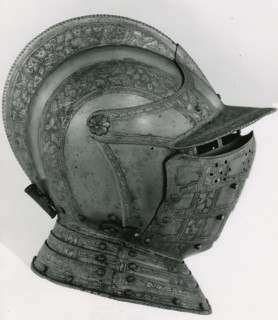 Close Helmet of Three-Quarter Armor, c. 1575, Italian, Milan, Steel with gilding
