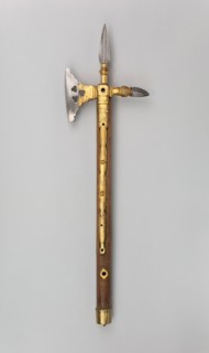 Horseman’s Axe, early 16th century, Spanish or Flemish, Probably, Spain, Steel with gilding, brass,