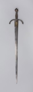 Arming Sword, 1520/30, Probably Italian, Italy, Steel, iron, gilding, wood, and silk textile