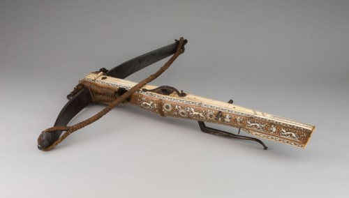 Sporting Crossbow, 1625/50, German, Germany, Steel, wood, iron, horn, cord, and fiber weave, 11.4 x