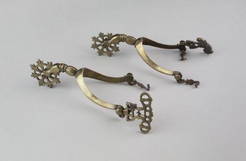 Pair of Rowel Spurs, c. 1630, Western European, Western Europe, Brass, L. 15.9 cm (6 1/4 in.), W. 8
