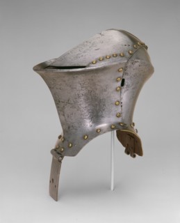 Tournament Helm (Stechhelm), c. 1490, Austrian, Innsbruck, Innsbruck, Steel, brass, and iron, H. 44