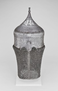 Turban Helmet, c. 1475/1500, Western Iranian, Western Iran, Steel and silver, H. 55.9 cm (22 in.)