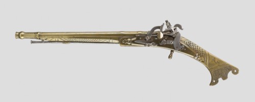 Snaphance Pistol, 1614 with restored lock, Scottish, Dundee, Dundee, Brass, steel, L. 43.8 cm (17