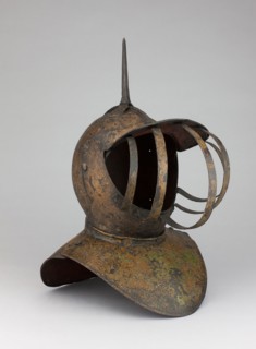 Funerary Close Helmet, 1600/1700, English, England, Steel and paint, H. 30.9 cm (12 in.)