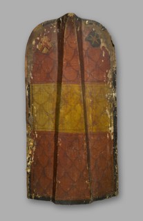 Standing Pavise, c. 1480/90, German, Klausen, Tirol, Wood, iron, and boarskin, 117.5 x 58.5 cm (46