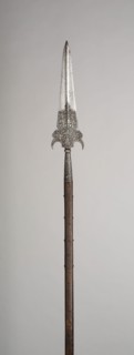 Partisan, early 17th century, French, France, Steel, wood (oak), and iron, L. 251.5 cm (99 in.)
