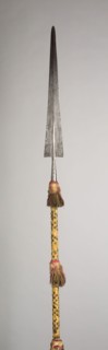 Langebeve, 1530, Italian, Italy, Steel, wood (oak), silk, and brass, Blade with socket L. 90.8 cm