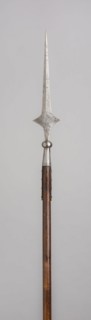 Eared Spear, 1500/1600, German, Germany, Steel and wood (pine), Blade with socket L. 49.2 cm (19
