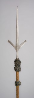 Friuli Spear, 1540/60, Italian, Italy, Steel, wood (pine), velvet, brass nails, tassels, and gilded