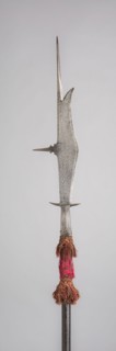 Bill (Ronca), 16th century, Italian, Italy, Steel, wood, silk, and brass, Blade and socket L. 85.4