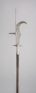 Bill, c. 1500, Italian, Italy, Steel, wood (chestnut), and brass, Blade with socket L. 69.8 cm (27