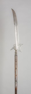 Glaive-Halberd, 1650, German (Bavaria), Germany, Steel, wood (oak), and iron, L. 257.8 cm (101 1/2