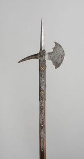Poleaxe, 1500, Swiss, Switzerland, Steel, brass, and wood (oak), L. 177.8 cm (70 in.)