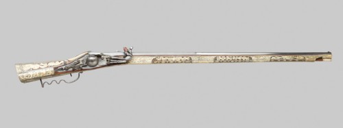 Wheellock-Matchlock Gun, 1580/1600, German, Thuringia (Possibly Suhl), Suhl, Steel, walnut, and