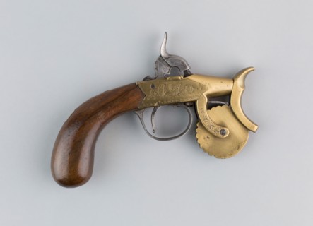 Percussion Powder Tester, c. 1830, Belgian, Probably, Europe, Walnut, brass, and steel, L. 15.5 cm