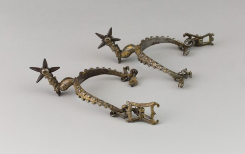Pair of Spurs, c. 1630/35, European, Europe, Steel, L. 13.3 cm (5 1/4 in.), W. 9.5 cm (3 1/4 in.)