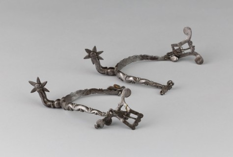 Pair of Spurs, c. 1630, Western European, Europe, Iron, L. 12.7 cm (5 in.), W. 8.9 cm (3 1/2 in)