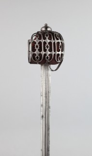 Basket-Hilted Broadsword with Scabbard (Claymore), c. 1750, Scottish, Scotland, Steel, iron,