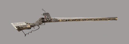 Wheellock Gun of Tschinke Form, 1650, Polish, Silesia, Teschen, Teschen, Ebony, horn, and ivory, L.