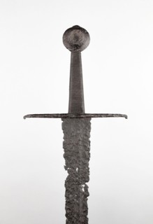 Sword, early 15th century, European, Europe, Iron, steel, wood, and cord, Overall L. 97.8 cm (38