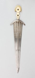 Cinquedea, 19th century in early 16th century Italian style, Italian, Italy, Bone and brass, L. 71
